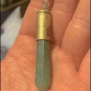 Green aventurine crystal necklace sterling silver